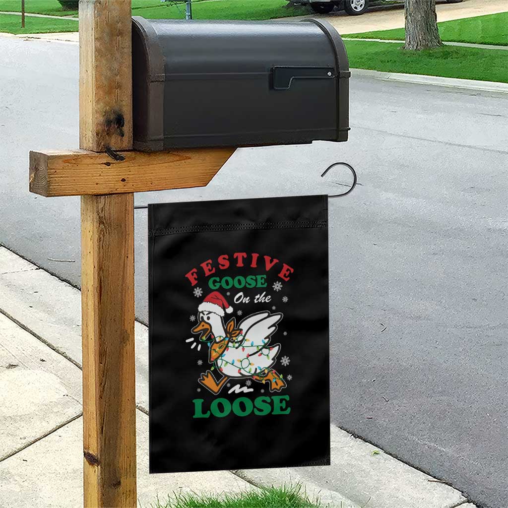 Funny Goose Christmas Garden Flag Festive Goose On The Loose Xmas Holiday - Wonder Print Shop