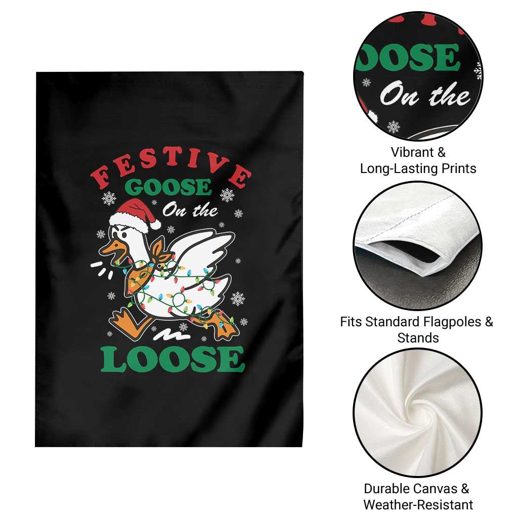 Funny Goose Christmas Garden Flag Festive Goose On The Loose Xmas Holiday - Wonder Print Shop
