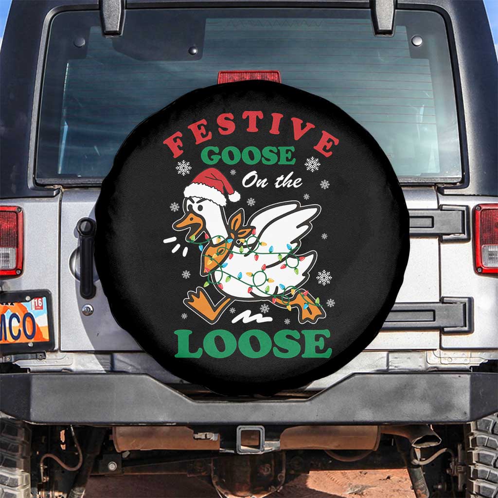 Funny Goose Christmas Spare Tire Cover Festive Goose On The Loose Xmas Holiday - Wonder Print Shop