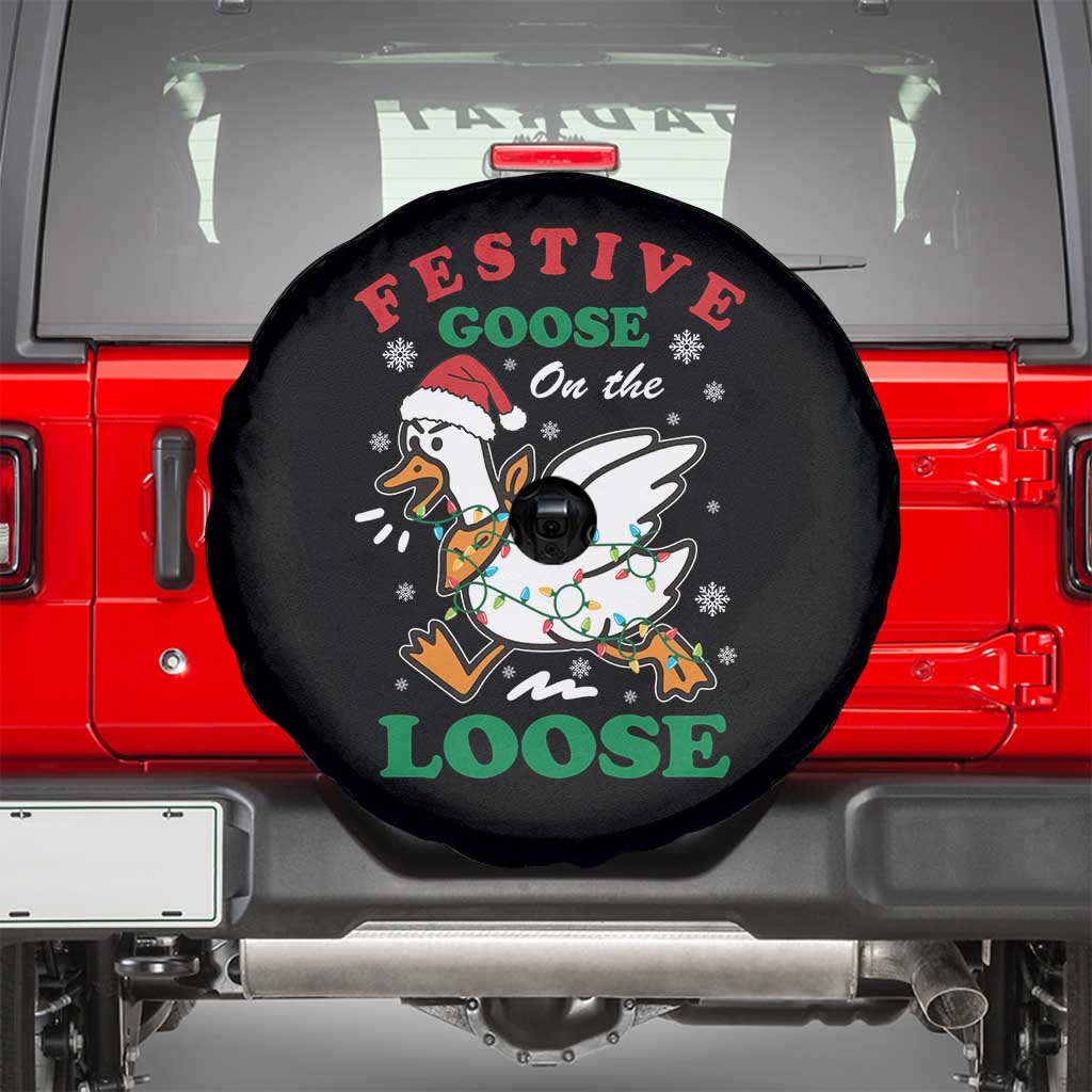 Funny Goose Christmas Spare Tire Cover Festive Goose On The Loose Xmas Holiday - Wonder Print Shop
