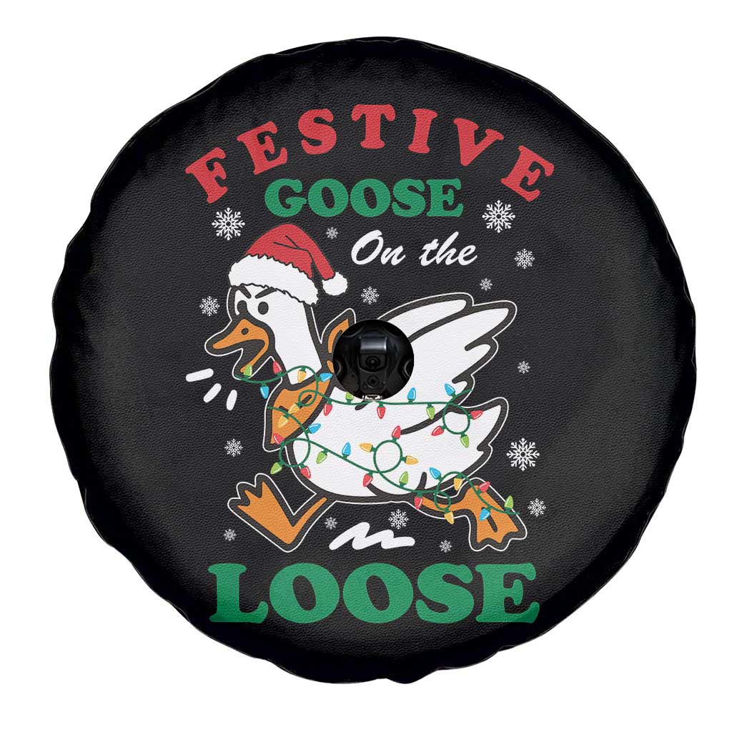 Funny Goose Christmas Spare Tire Cover Festive Goose On The Loose Xmas Holiday - Wonder Print Shop