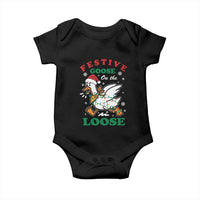 Funny Goose Christmas Baby Onesie Festive Goose On The Loose Xmas Holiday - Wonder Print Shop