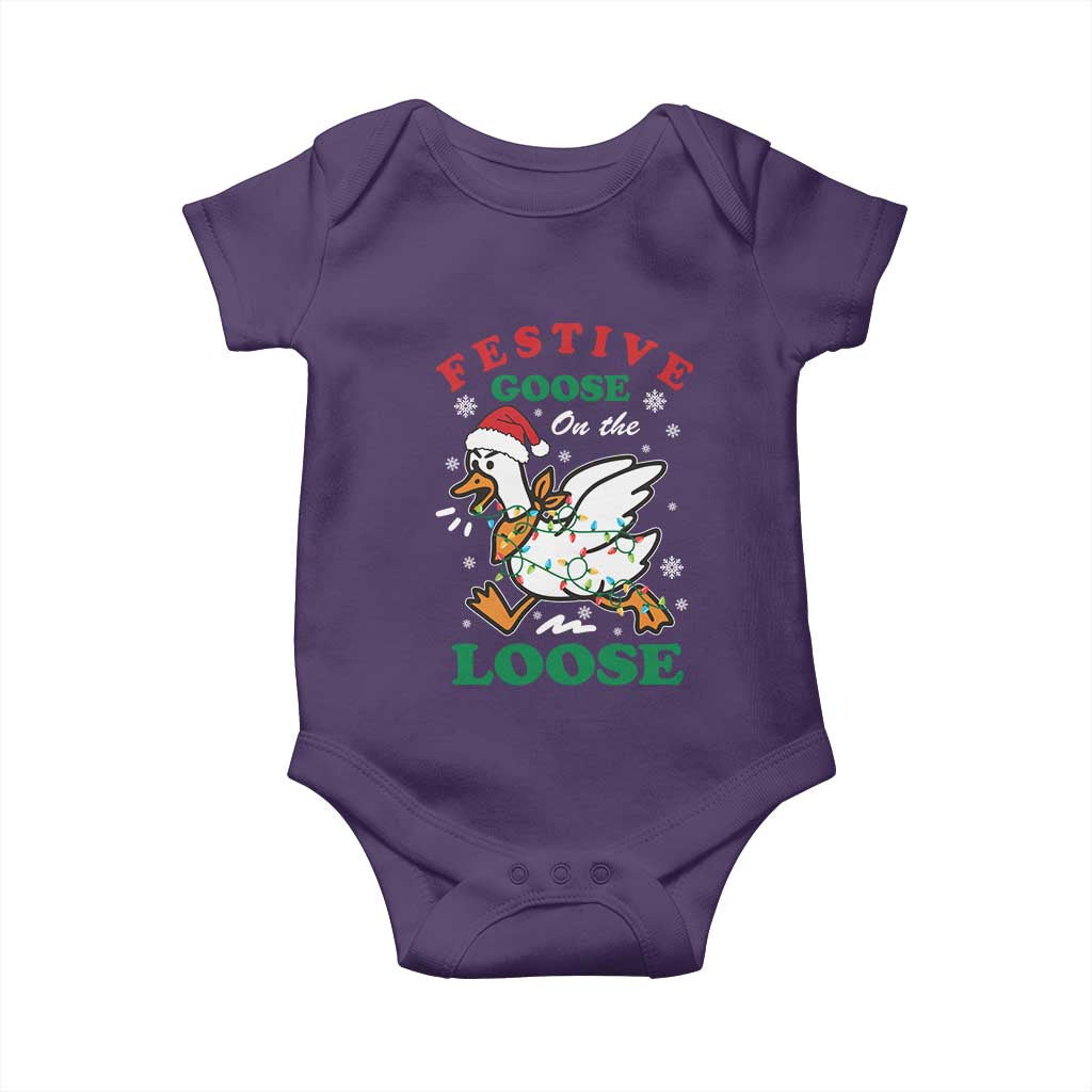 Funny Goose Christmas Baby Onesie Festive Goose On The Loose Xmas Holiday - Wonder Print Shop