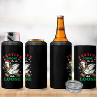 Funny Goose Christmas 4 in 1 Can Cooler Tumbler Festive Goose On The Loose Xmas Holiday - Wonder Print Shop