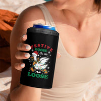 Funny Goose Christmas 4 in 1 Can Cooler Tumbler Festive Goose On The Loose Xmas Holiday - Wonder Print Shop