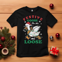 Funny Goose Christmas T Shirt Festive Goose On The Loose Xmas Holiday - Wonder Print Shop
