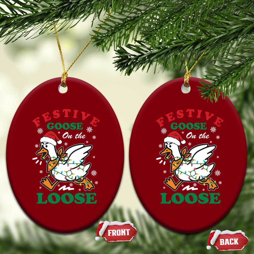 Funny Goose Christmas Ceramic Ornament Festive Goose On The Loose Xmas Holiday - Wonder Print Shop