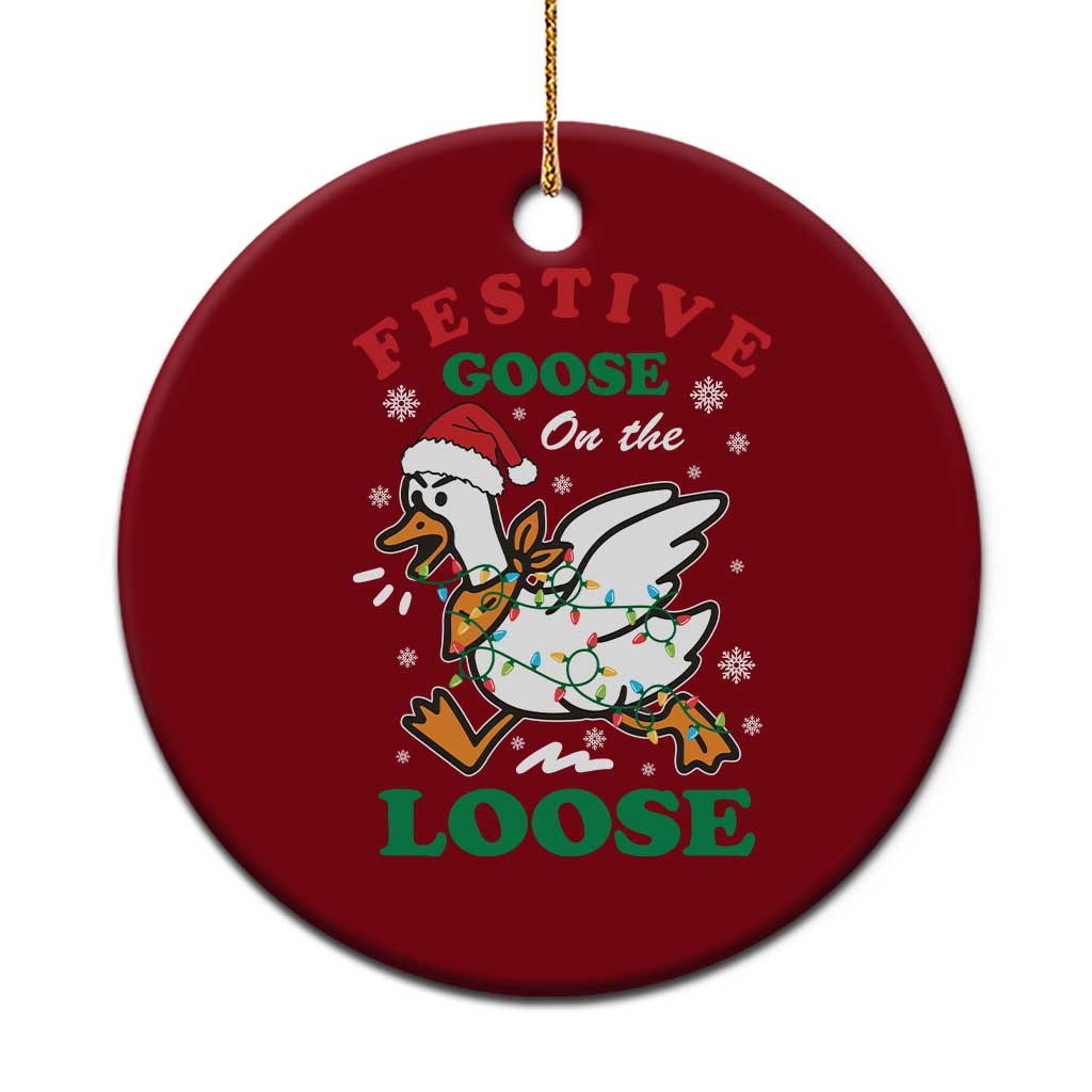 Funny Goose Christmas Ceramic Ornament Festive Goose On The Loose Xmas Holiday - Wonder Print Shop