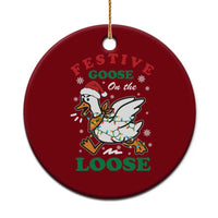 Funny Goose Christmas Ceramic Ornament Festive Goose On The Loose Xmas Holiday - Wonder Print Shop