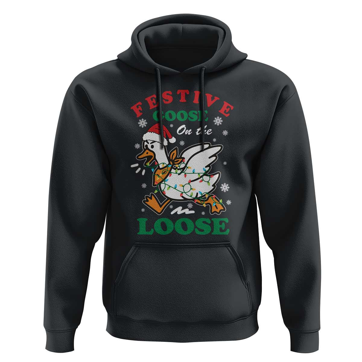 Funny Goose Christmas Hoodie Festive Goose On The Loose Xmas Holiday - Wonder Print Shop