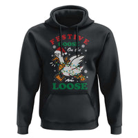 Funny Goose Christmas Hoodie Festive Goose On The Loose Xmas Holiday - Wonder Print Shop