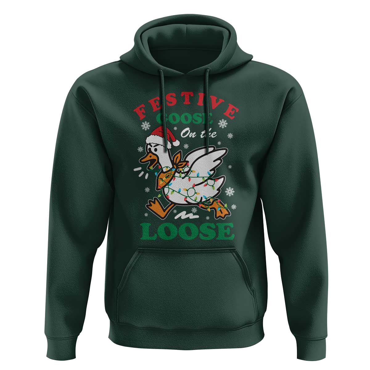 Funny Goose Christmas Hoodie Festive Goose On The Loose Xmas Holiday - Wonder Print Shop