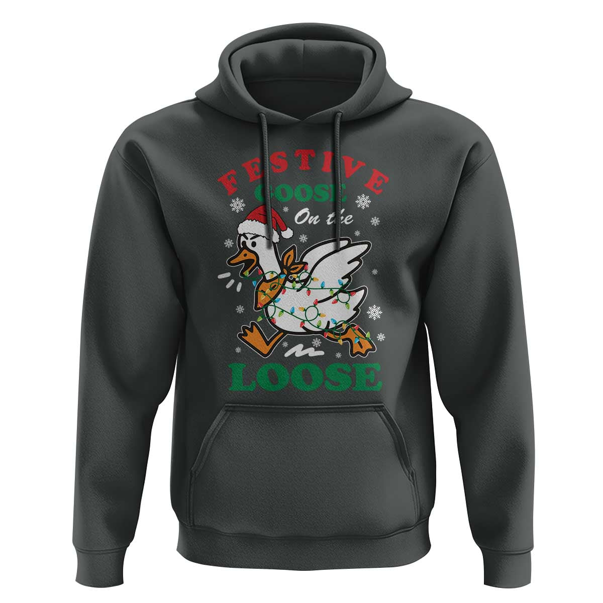 Funny Goose Christmas Hoodie Festive Goose On The Loose Xmas Holiday - Wonder Print Shop