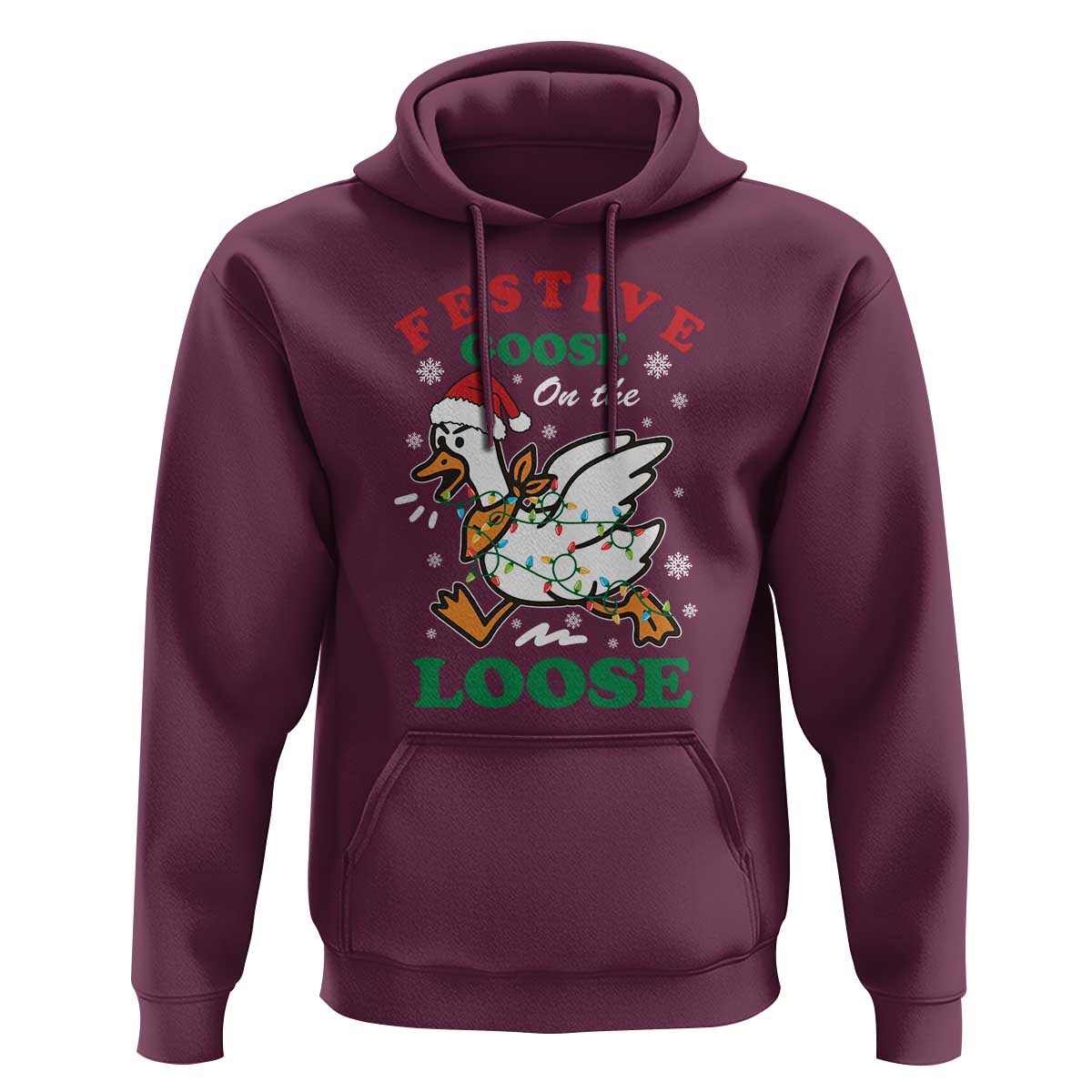 Funny Goose Christmas Hoodie Festive Goose On The Loose Xmas Holiday - Wonder Print Shop