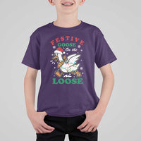 Funny Goose Christmas T Shirt For Kid Festive Goose On The Loose Xmas Holiday - Wonder Print Shop