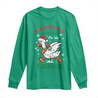 Funny Goose Christmas Long Sleeve Shirt Festive Goose On The Loose Xmas Holiday - Wonder Print Shop