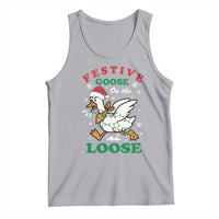 Funny Goose Christmas Tank Top Festive Goose On The Loose Xmas Holiday - Wonder Print Shop