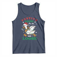 Funny Goose Christmas Tank Top Festive Goose On The Loose Xmas Holiday - Wonder Print Shop