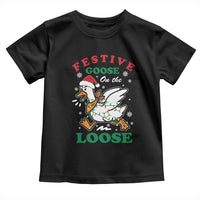 Funny Goose Christmas Toddler T Shirt Festive Goose On The Loose Xmas Holiday - Wonder Print Shop