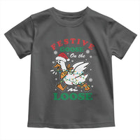 Funny Goose Christmas Toddler T Shirt Festive Goose On The Loose Xmas Holiday - Wonder Print Shop