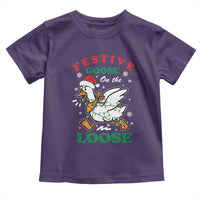 Funny Goose Christmas Toddler T Shirt Festive Goose On The Loose Xmas Holiday - Wonder Print Shop