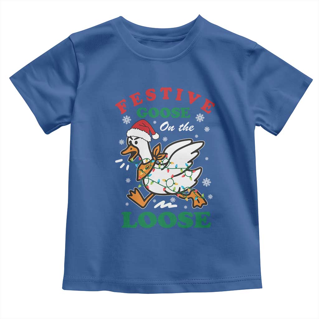 Funny Goose Christmas Toddler T Shirt Festive Goose On The Loose Xmas Holiday - Wonder Print Shop