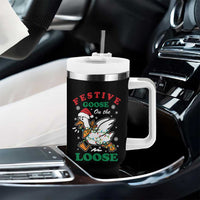 Funny Goose Christmas Tumbler With Handle Festive Goose On The Loose Xmas Holiday - Wonder Print Shop
