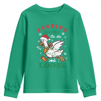 Funny Goose Christmas Youth Sweatshirt Festive Goose On The Loose Xmas Holiday - Wonder Print Shop