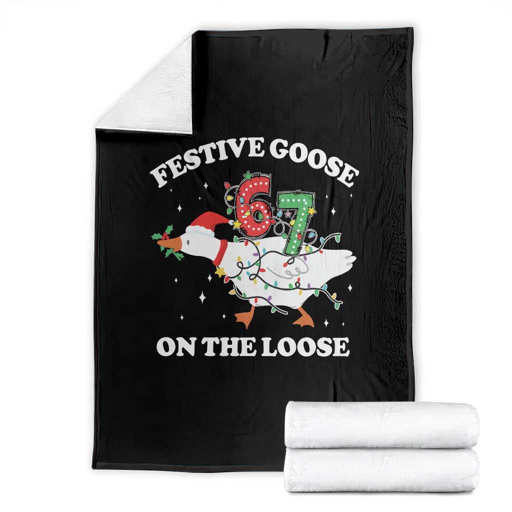 Funny Goose 67 Christmas Throw Blanket Festive Goose On The Loose Six Seven Meme - Wonder Print Shop