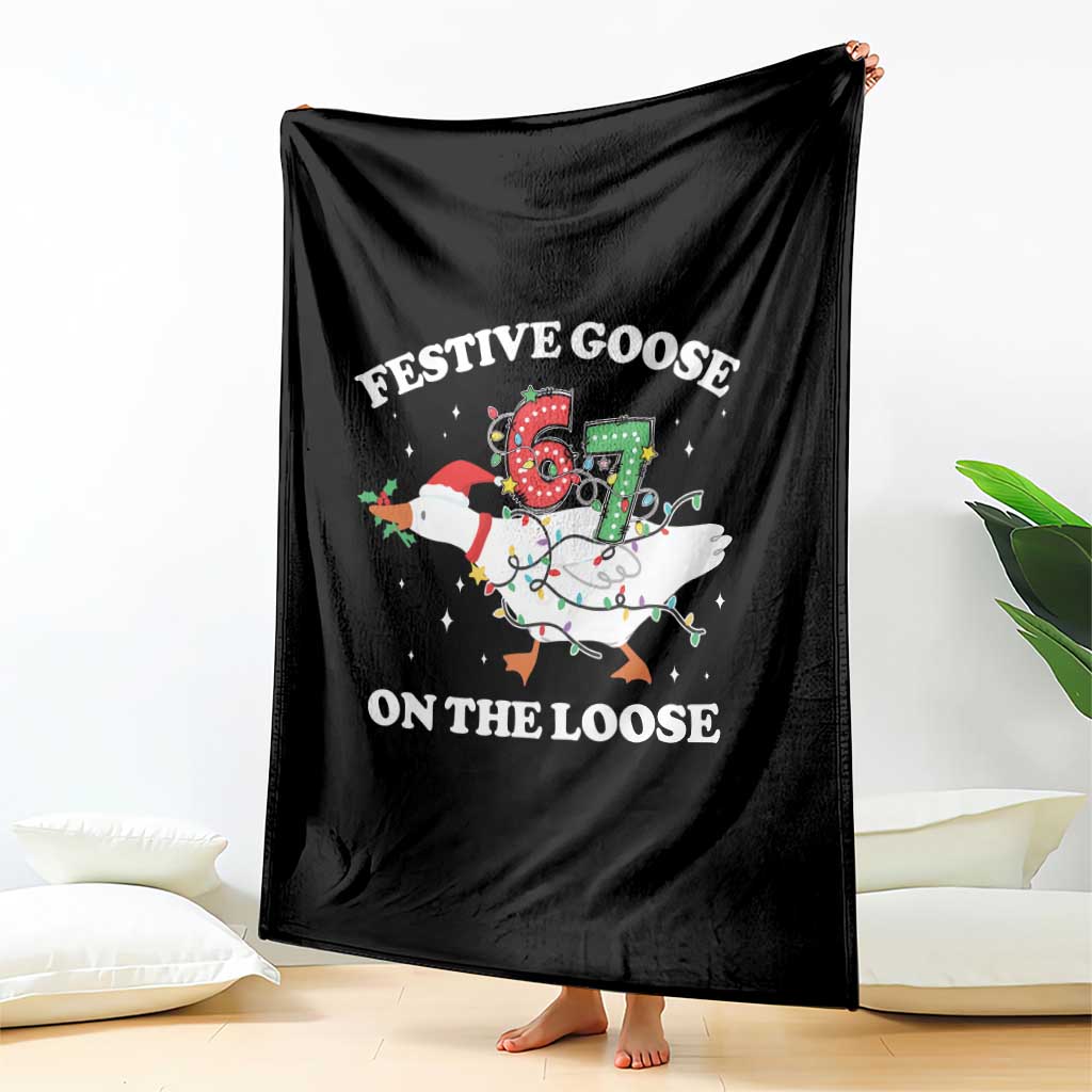 Funny Goose 67 Christmas Throw Blanket Festive Goose On The Loose Six Seven Meme - Wonder Print Shop