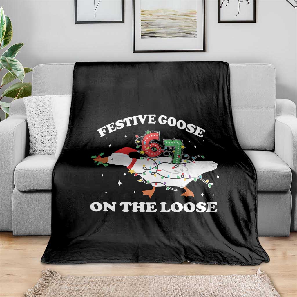 Funny Goose 67 Christmas Throw Blanket Festive Goose On The Loose Six Seven Meme - Wonder Print Shop