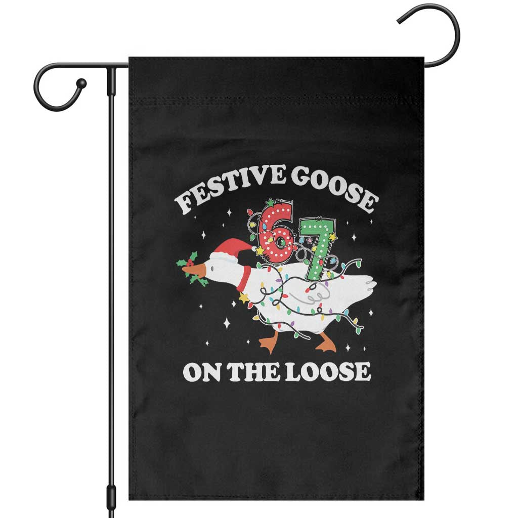 Funny Goose 67 Christmas Garden Flag Festive Goose On The Loose Six Seven Meme - Wonder Print Shop