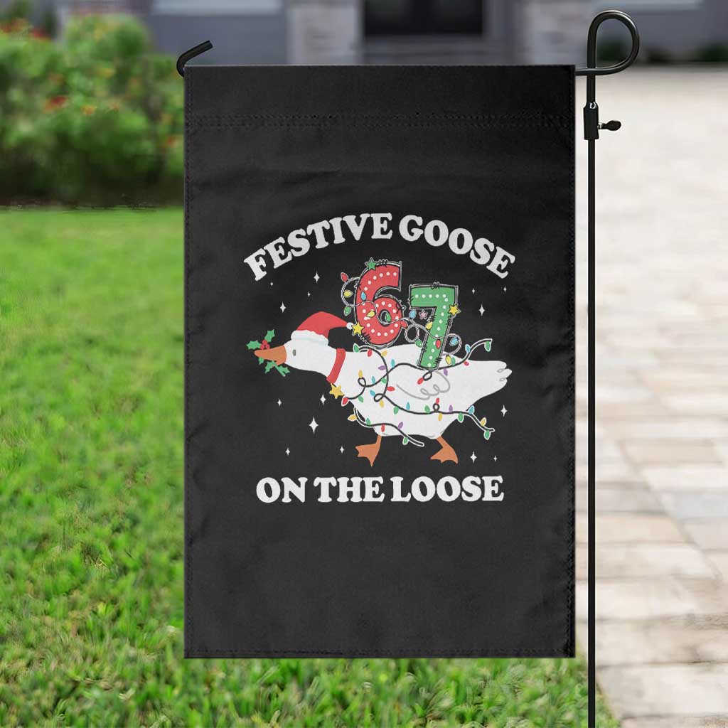 Funny Goose 67 Christmas Garden Flag Festive Goose On The Loose Six Seven Meme - Wonder Print Shop