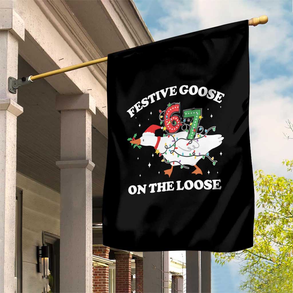 Funny Goose 67 Christmas Garden Flag Festive Goose On The Loose Six Seven Meme - Wonder Print Shop