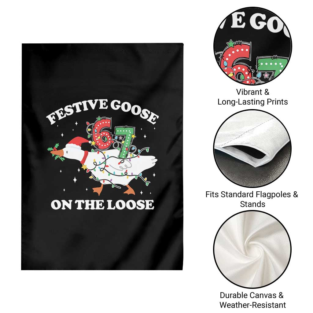 Funny Goose 67 Christmas Garden Flag Festive Goose On The Loose Six Seven Meme - Wonder Print Shop