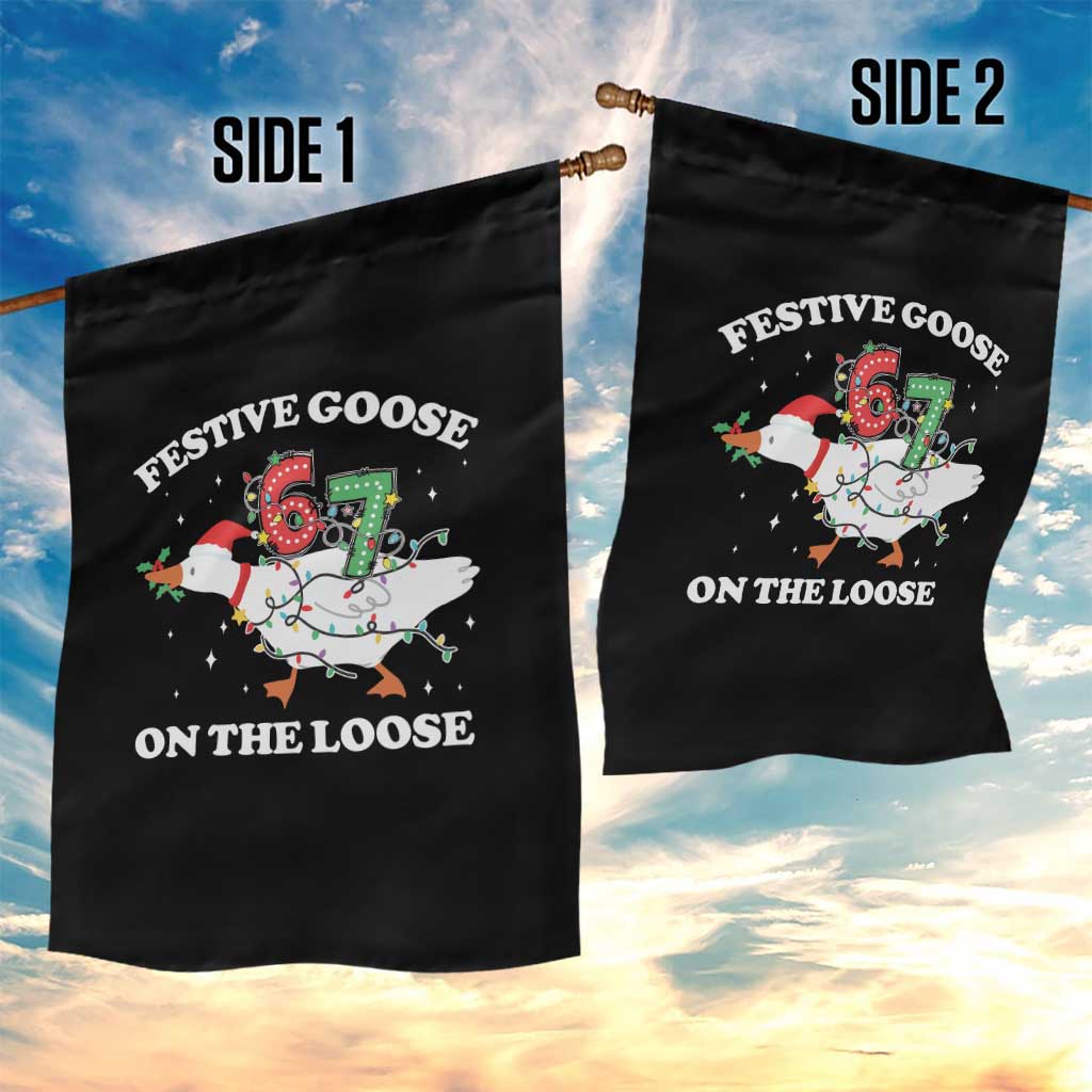 Funny Goose 67 Christmas Garden Flag Festive Goose On The Loose Six Seven Meme - Wonder Print Shop