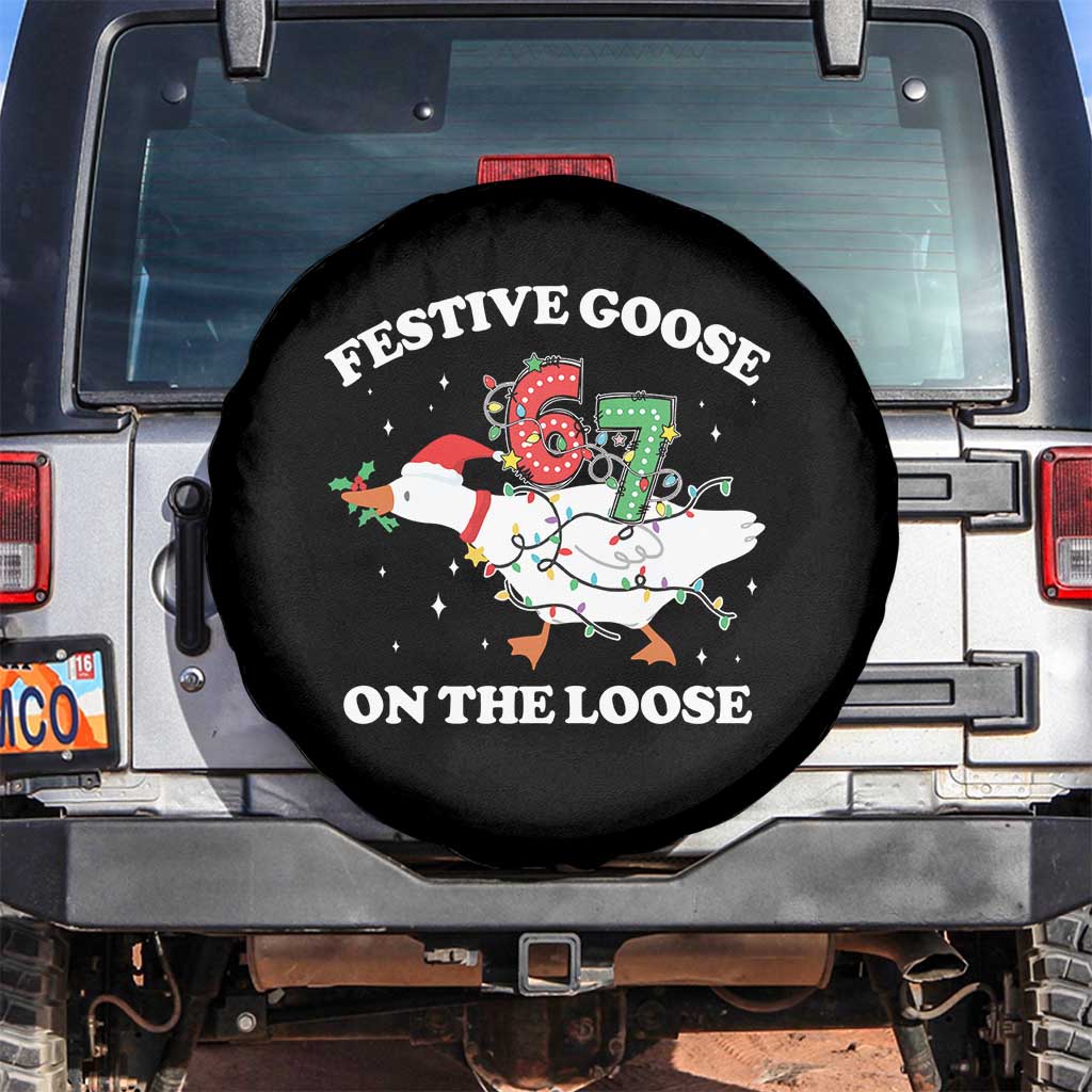 Funny Goose 67 Christmas Spare Tire Cover Festive Goose On The Loose Six Seven Meme - Wonder Print Shop
