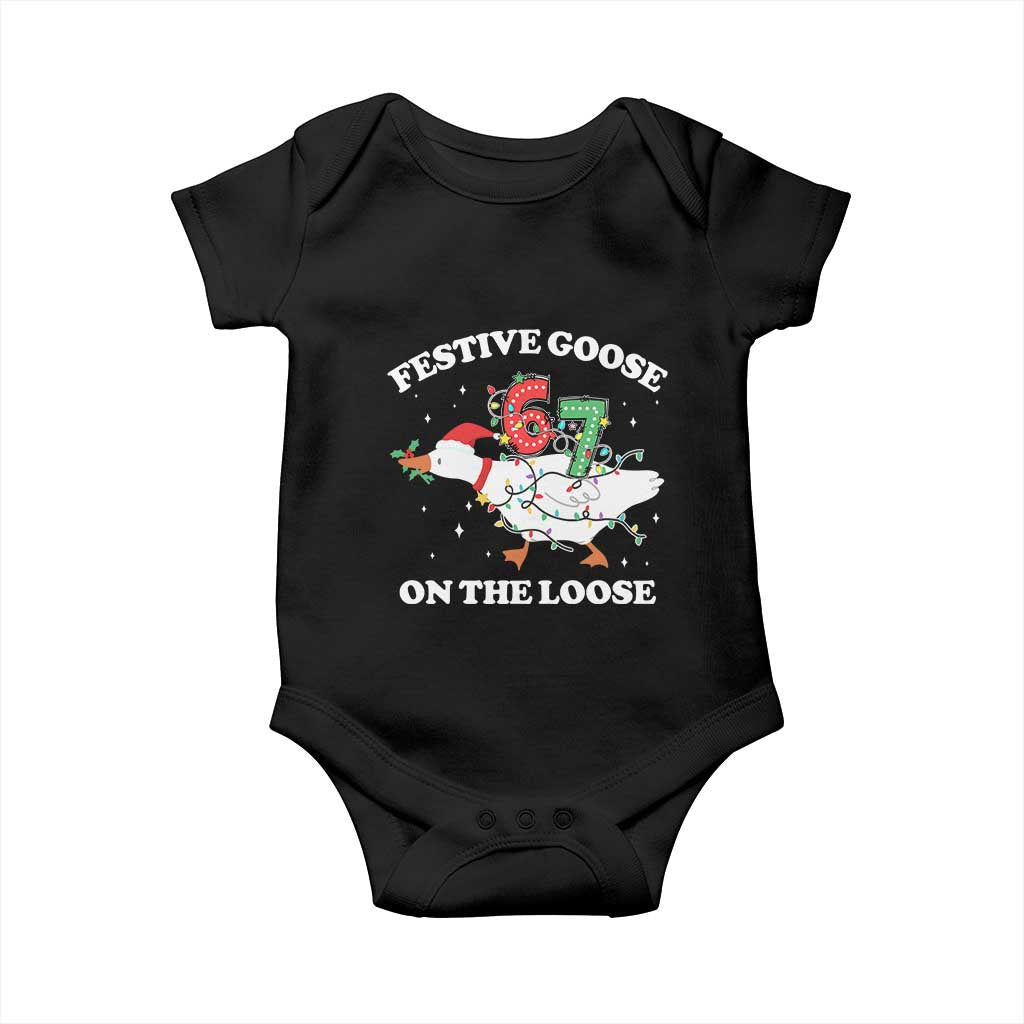 Funny Goose 67 Christmas Baby Onesie Festive Goose On The Loose Six Seven Meme - Wonder Print Shop