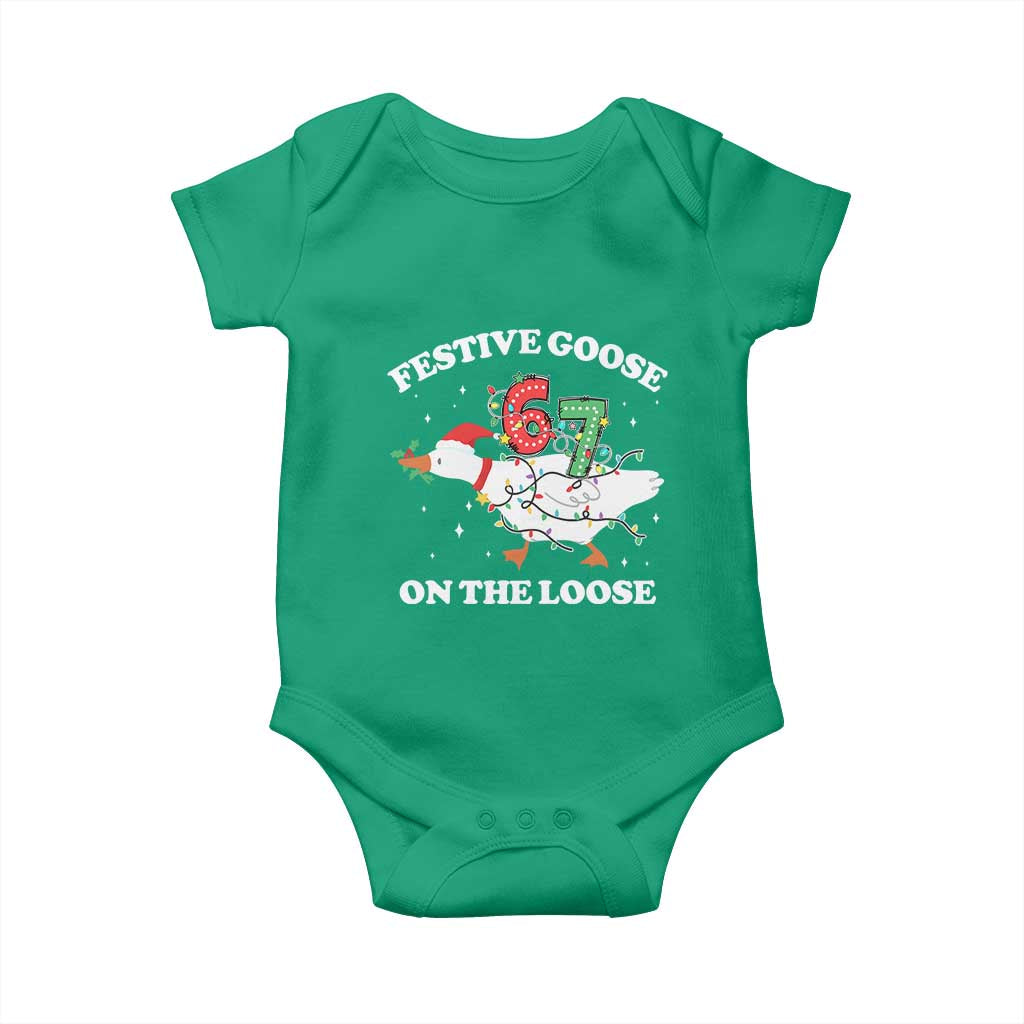 Funny Goose 67 Christmas Baby Onesie Festive Goose On The Loose Six Seven Meme - Wonder Print Shop