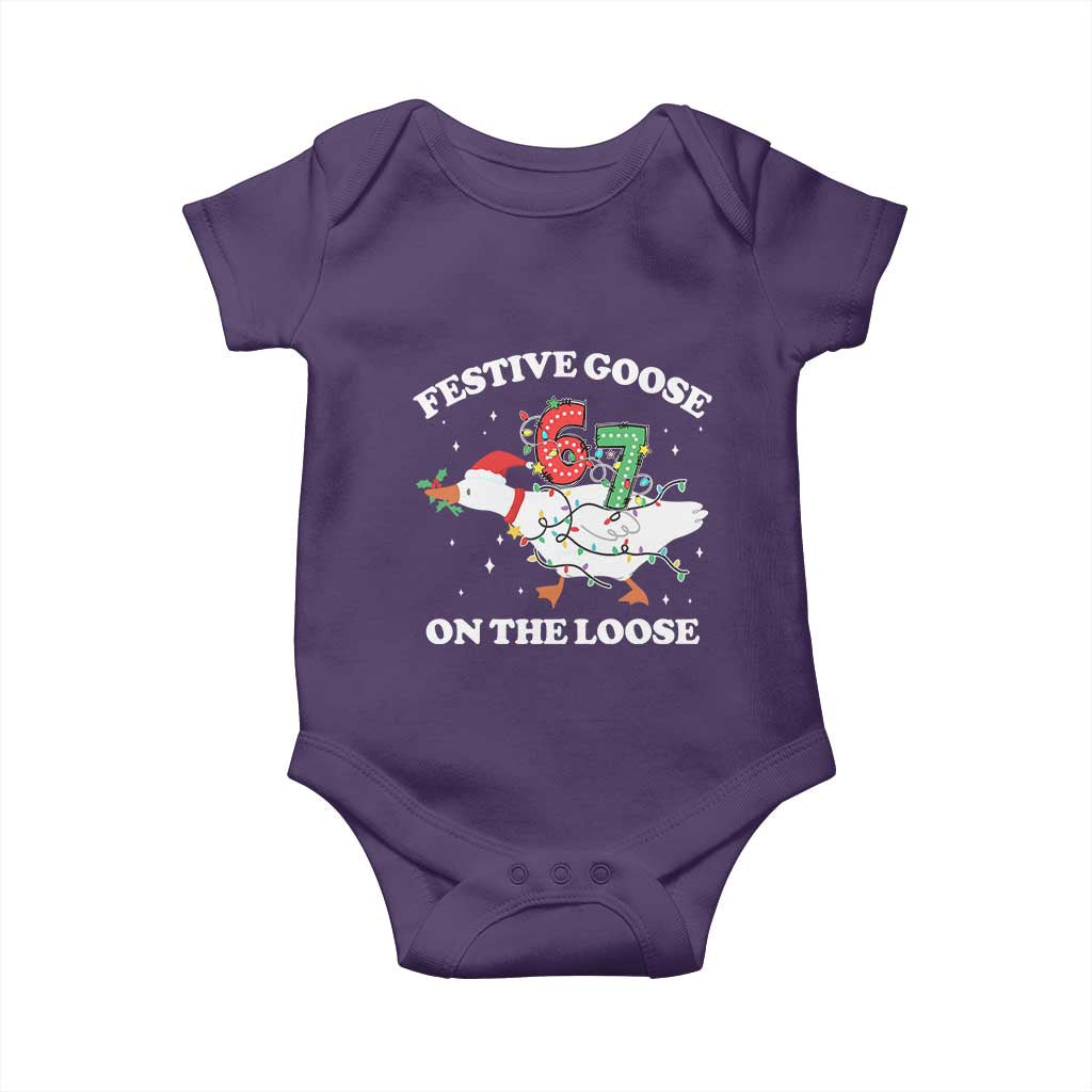 Funny Goose 67 Christmas Baby Onesie Festive Goose On The Loose Six Seven Meme - Wonder Print Shop