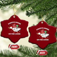 Funny Goose 67 Christmas Ceramic Ornament Festive Goose On The Loose Six Seven Meme - Wonder Print Shop