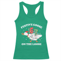 Funny Goose 67 Christmas Racerback Tank Top Festive Goose On The Loose Six Seven Meme - Wonder Print Shop