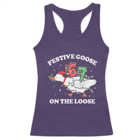 Funny Goose 67 Christmas Racerback Tank Top Festive Goose On The Loose Six Seven Meme - Wonder Print Shop