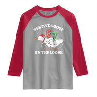 Funny Goose 67 Christmas Raglan Shirt Festive Goose On The Loose Six Seven Meme - Wonder Print Shop
