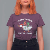 Funny Goose 67 Christmas T Shirt For Women Festive Goose On The Loose Six Seven Meme - Wonder Print Shop