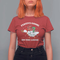 Funny Goose 67 Christmas T Shirt For Women Festive Goose On The Loose Six Seven Meme - Wonder Print Shop