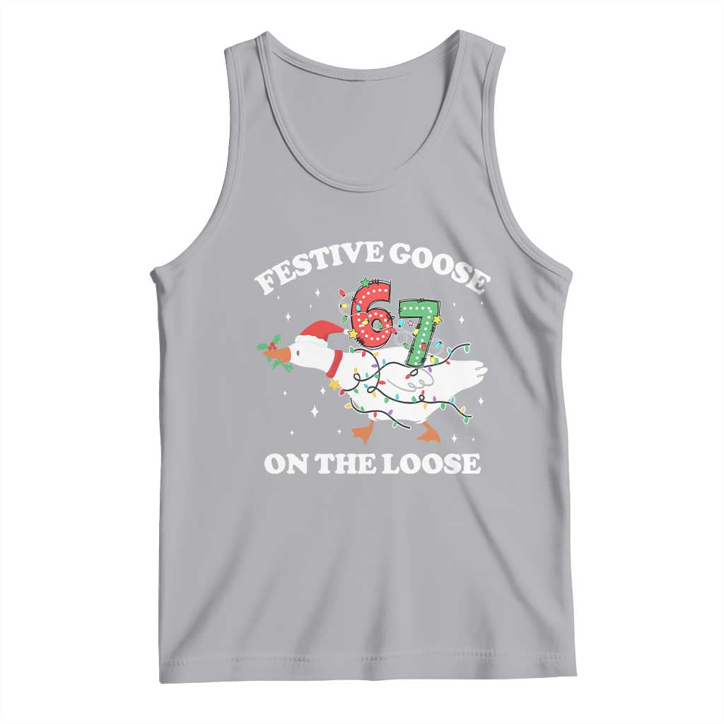 Funny Goose 67 Christmas Tank Top Festive Goose On The Loose Six Seven Meme - Wonder Print Shop