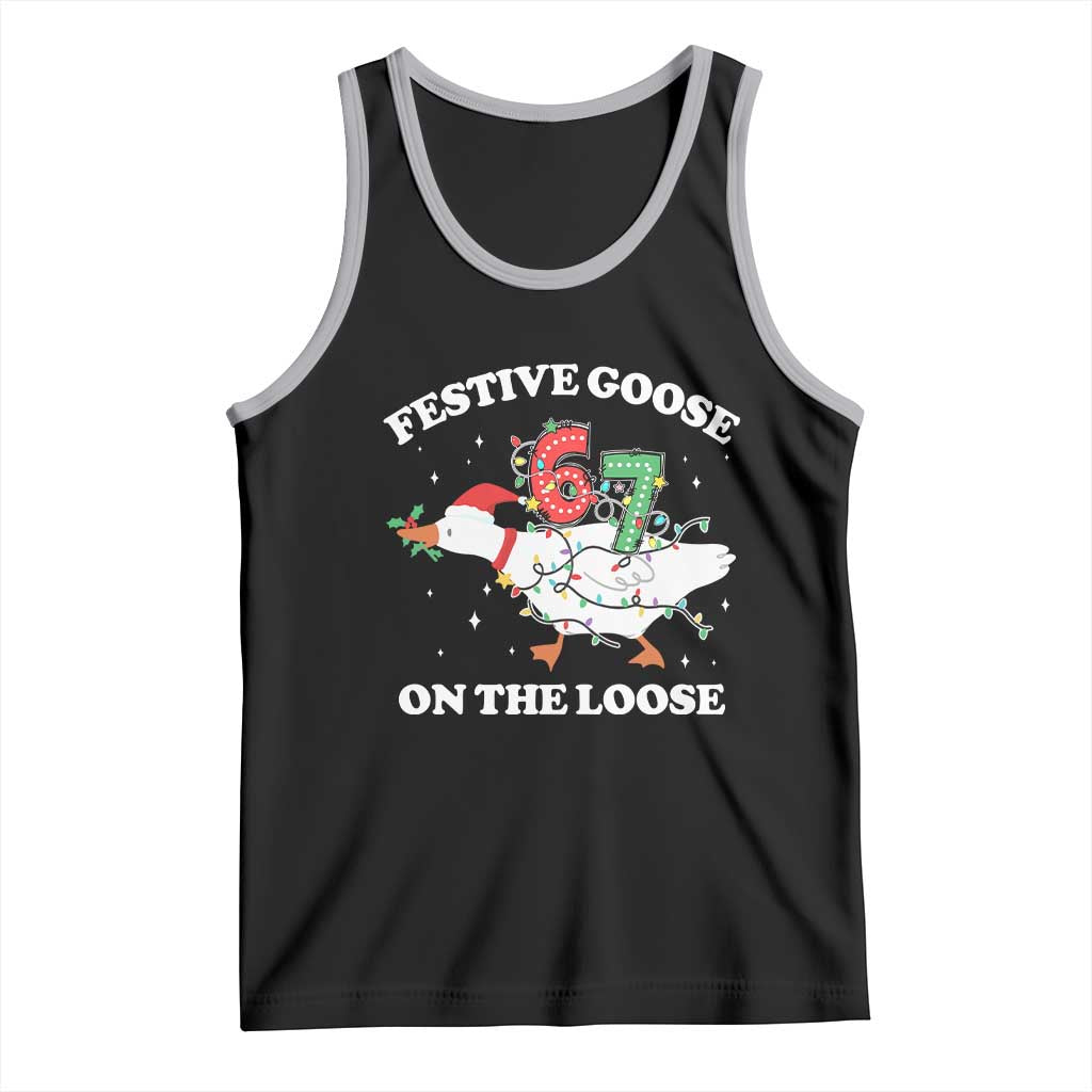 Funny Goose 67 Christmas Tank Top Festive Goose On The Loose Six Seven Meme - Wonder Print Shop