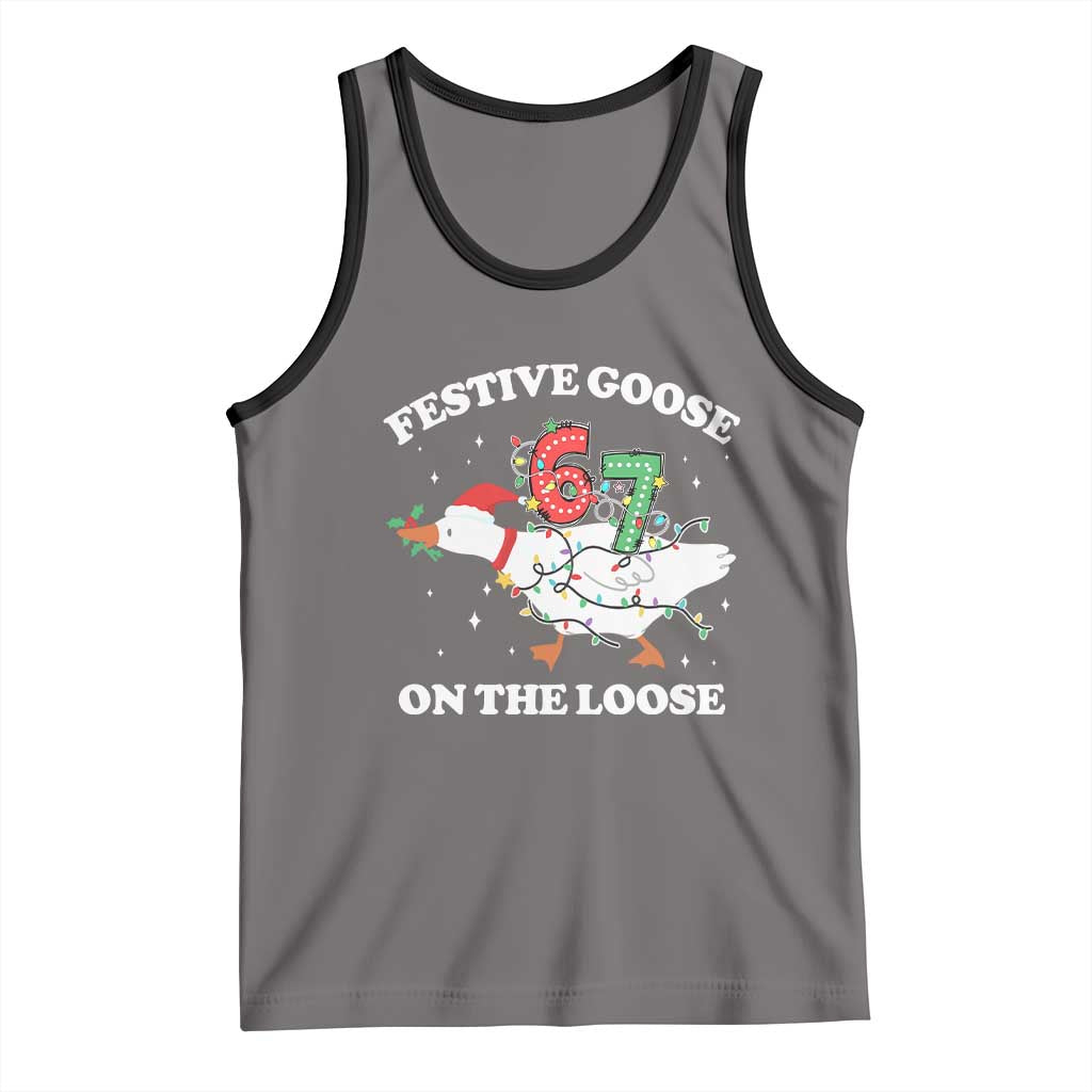 Funny Goose 67 Christmas Tank Top Festive Goose On The Loose Six Seven Meme - Wonder Print Shop