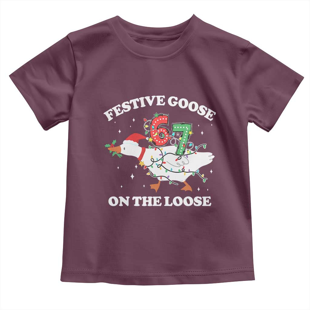Funny Goose 67 Christmas Toddler T Shirt Festive Goose On The Loose Six Seven Meme - Wonder Print Shop